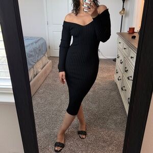 Long Sleeve Slim Knit Bodycon Sweater Dress